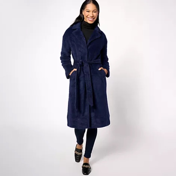 Isaac Mizrahi Jackets & Blazers - NWOT ISAAC MIZRAHI LIVE WOMAN  PLUS 2X LONG NAVY COAT NOTCH COLLAR